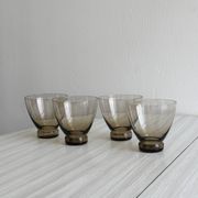 4 verres à eau en verre fin fumé
