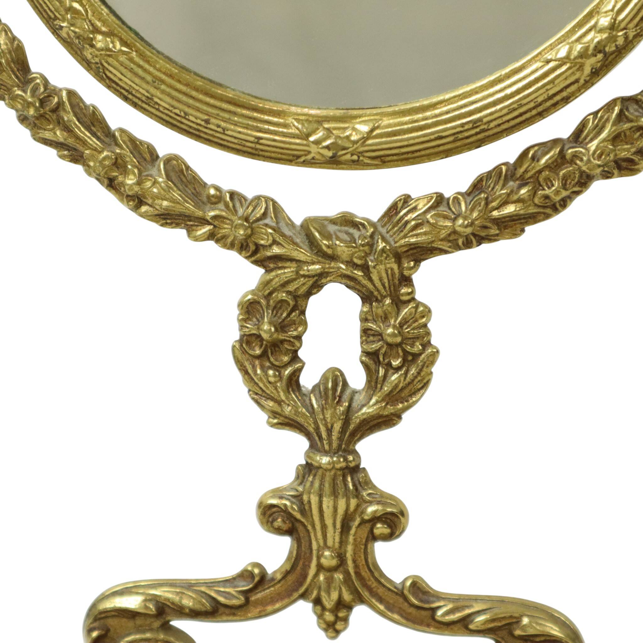 French Classic Brass Table Mirror Gold Baroque Style 34cm