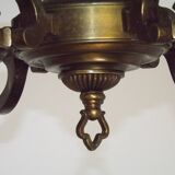 French Mid Century Brass & Copper 6 Light Traditional Style Chandelier 5571