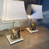 Paire de lampes vintages en bronze doré, visage de pharaon, 1970