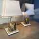 Paire de lampes vintages en bronze doré, visage de pharaon, 1970