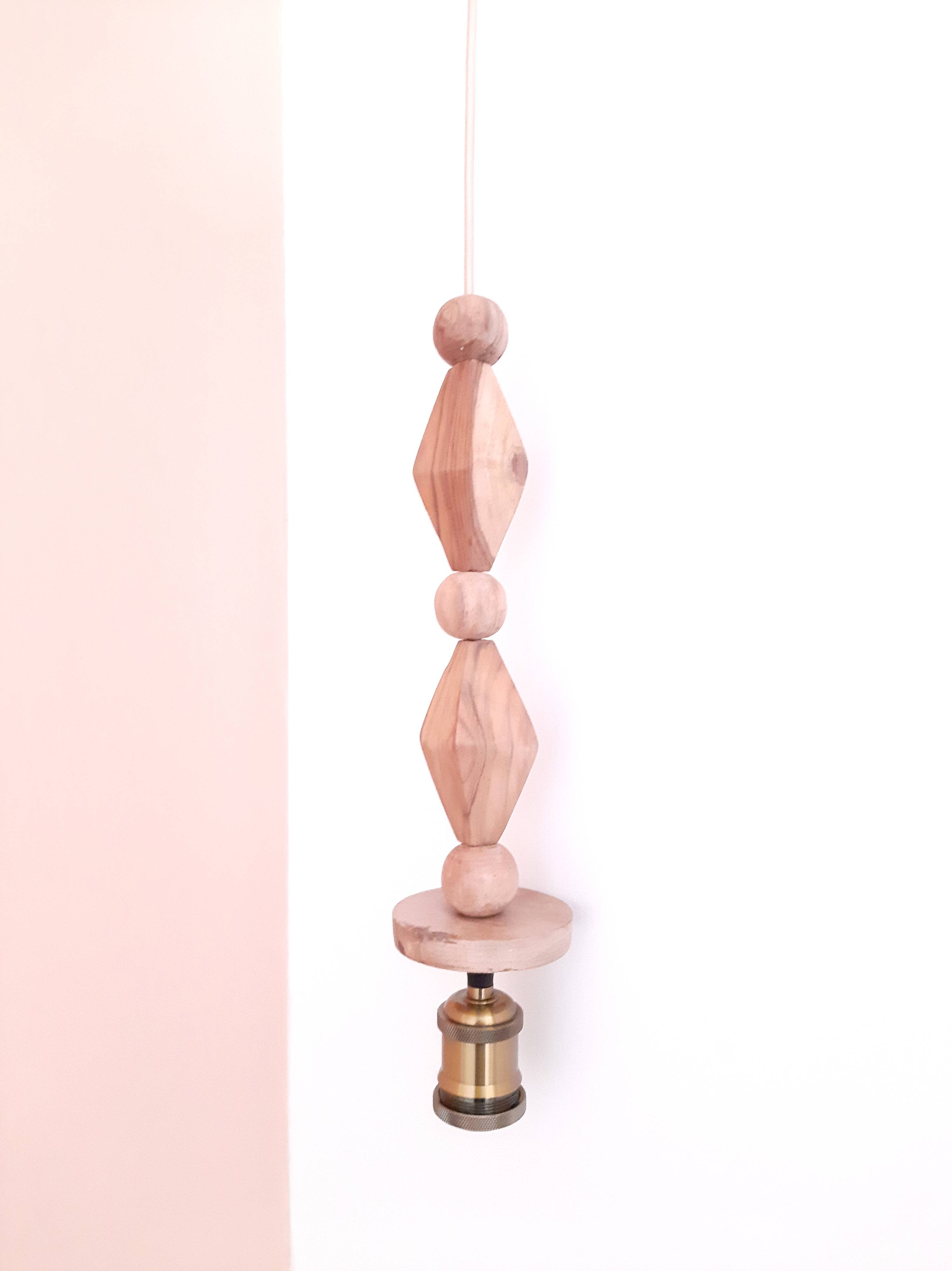 Teak Pendant Light – Geometric and Elegant Design