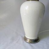 White ceramic lamp cracked effect and silver