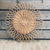 Vintage rattan mirror 37x37cm