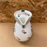 Old Teapot DIGOIN Sarreguemines White Ceramic Flower Decor #B631