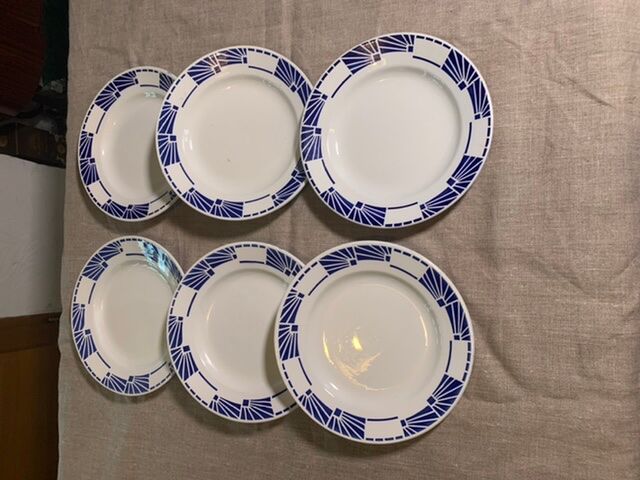 6 flat plates model Dombasles Sarreguemines France Art Deco