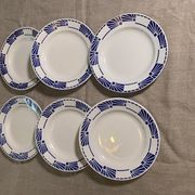 6 assiettes plates modèle dombasles sarreguemines france art déco