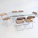 Foldable steel & glass dining table by Max Sauze 1970s