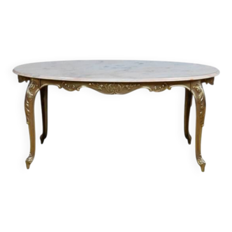 Marble and brass coffee table, Louis XV style – mid 20th century