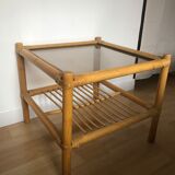 Table basse bambou et verre