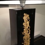 Large black lacquered lamp with gilt bronze decoration