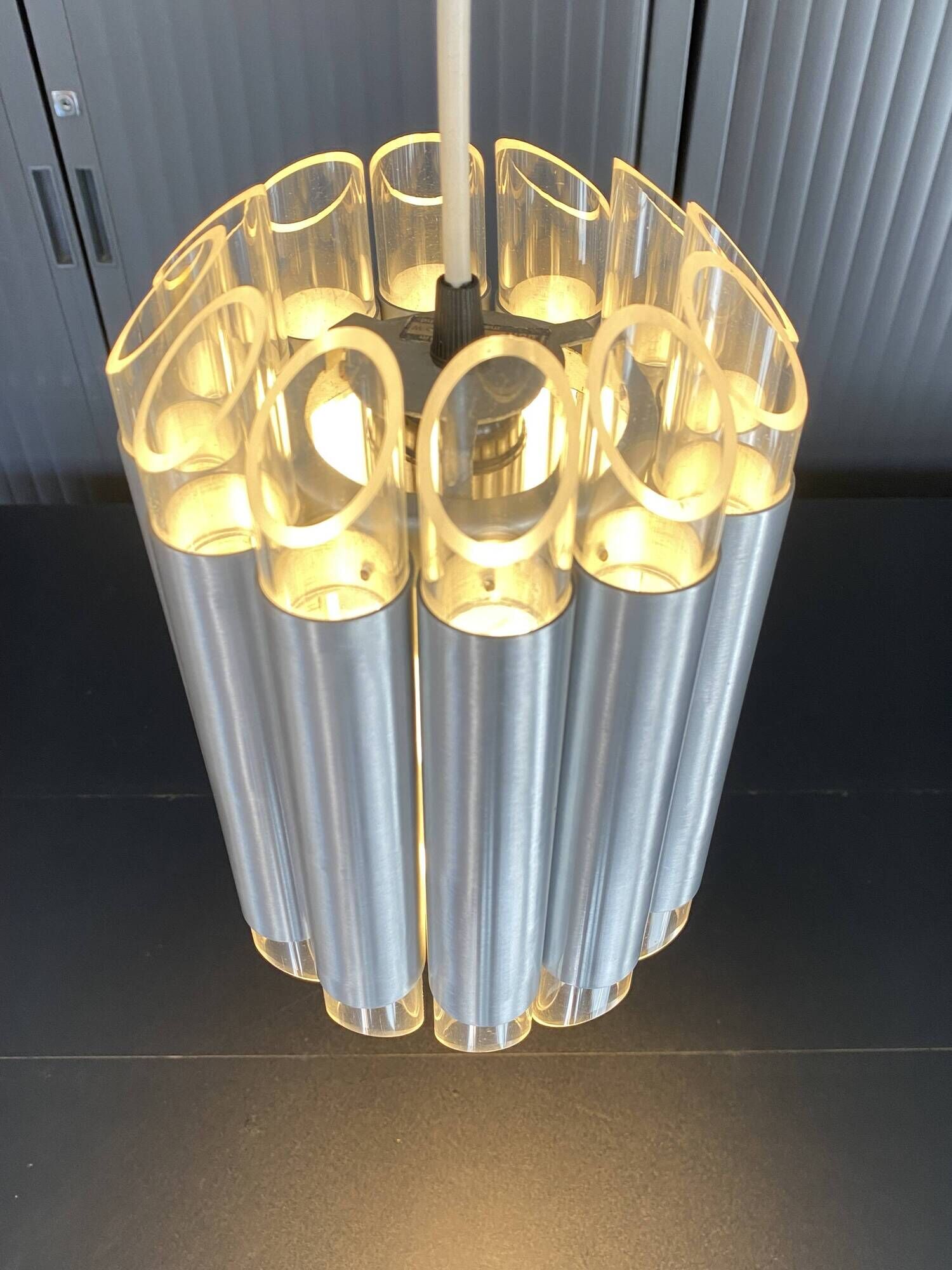Suspension lamp chandelier ceiling light Aluminium plexi raak septiem B-1205 1960