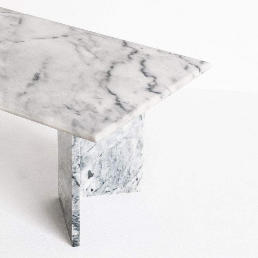 Vintage white marble coffee table - France, 1970s
