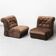Pair of brown velvet armchairs from the 1970s vintage modernism
