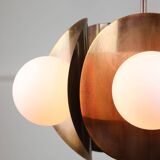 Vintage Italian Copper and Opaline Chandelier, 70s