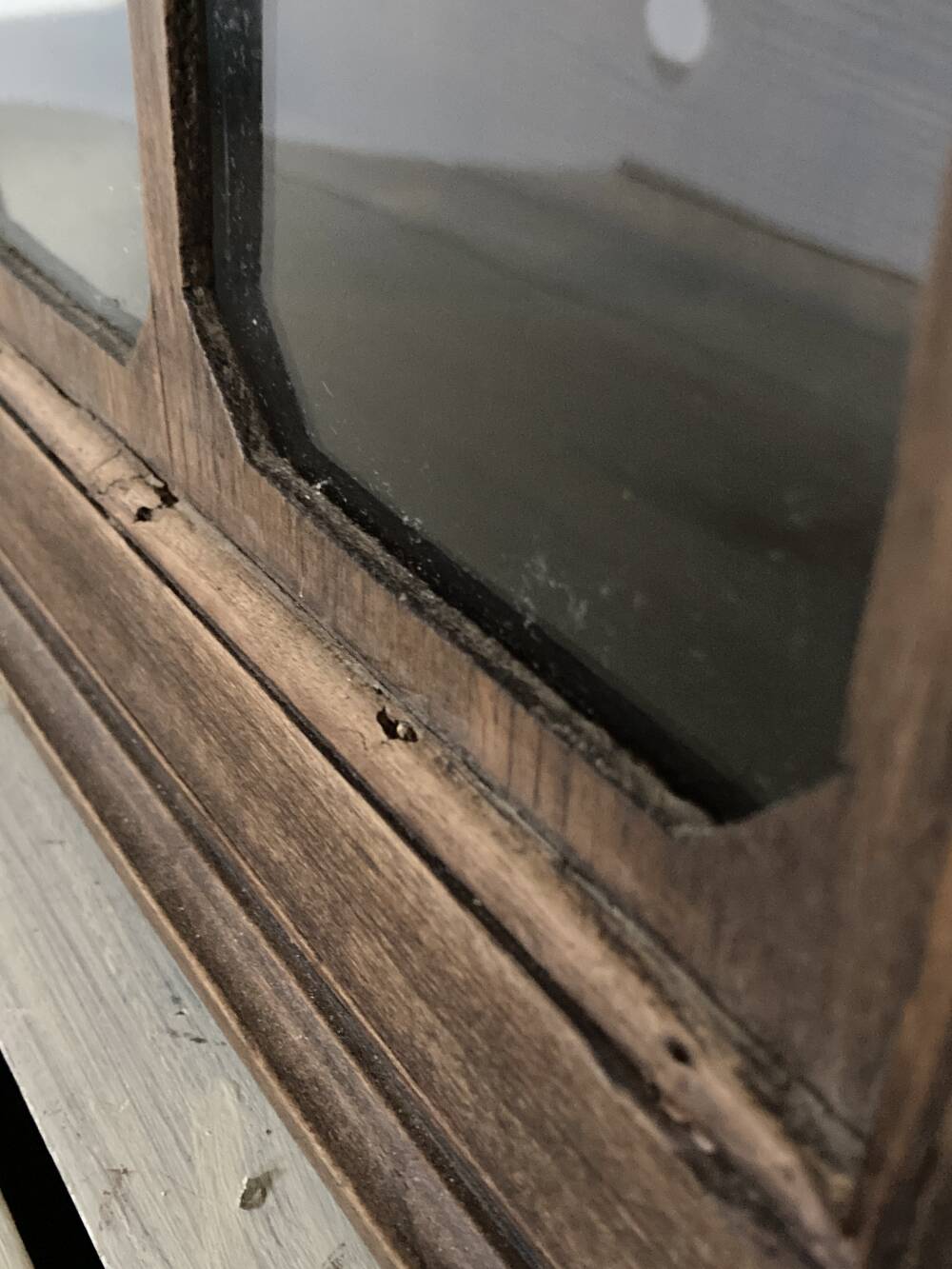 Antique wooden wall display cabinet