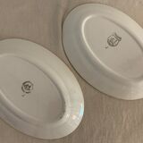 Pair of Saint Amand Ceranord gold and green porcelain dishes