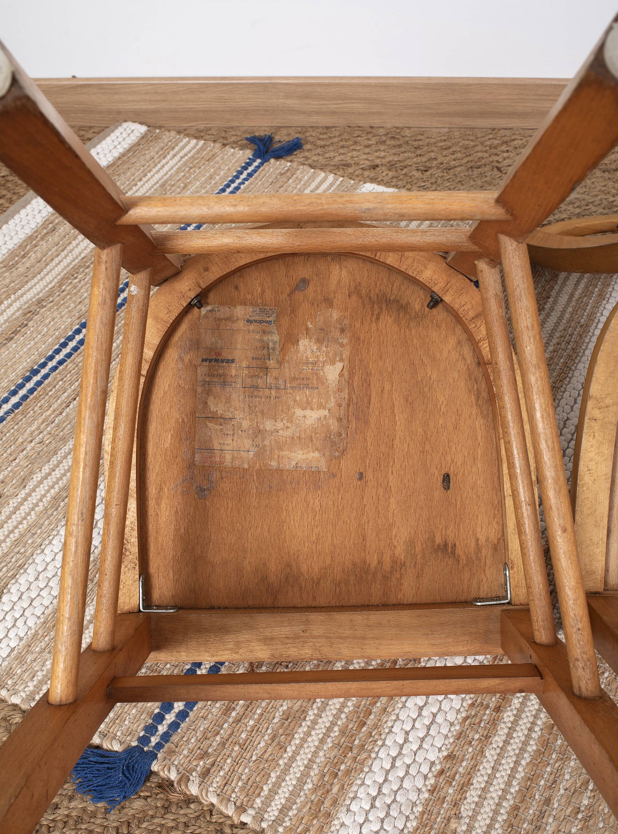 6 bistro chairs, blond wood, typical Luterma brand, 1950s-60s