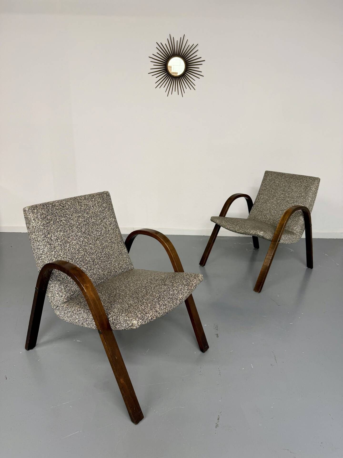 Set of 2 vintage design Bow-Wood Steiner armchairs, 1950s.