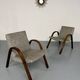 Set of 2 vintage design Bow-Wood Steiner armchairs, 1950s.