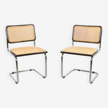 Paire de chaises vintage Cesca B32 marron foncé par Marcel Breuer