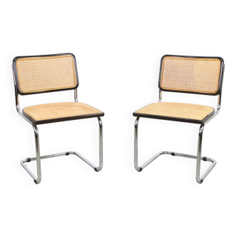 Paire de chaises vintage Cesca B32 marron foncé par Marcel Breuer