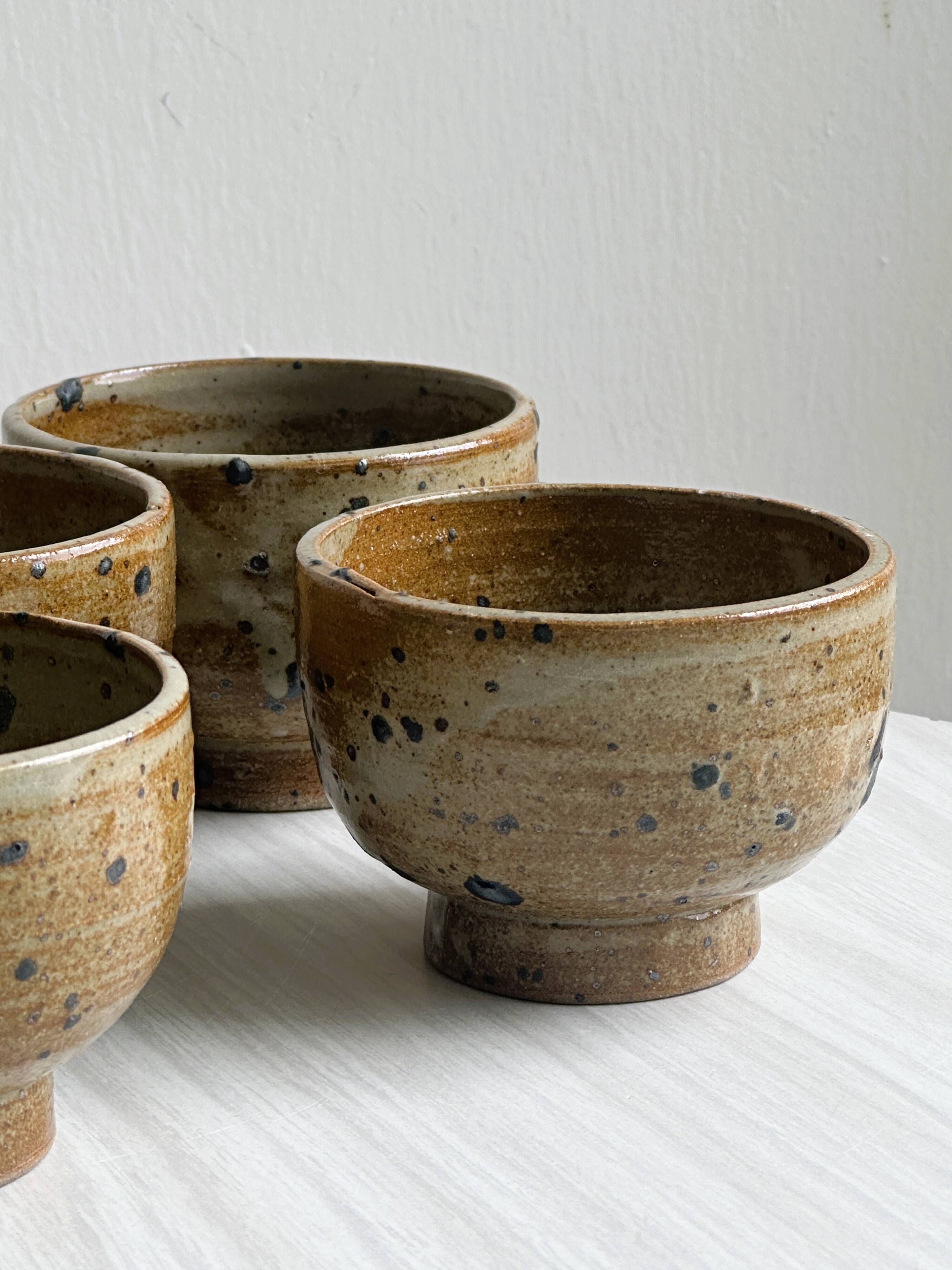 6 small artisanal pyrite sandstone cups.