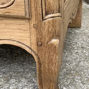 Louis XV style chest of drawers, solid raw oak, 1920.