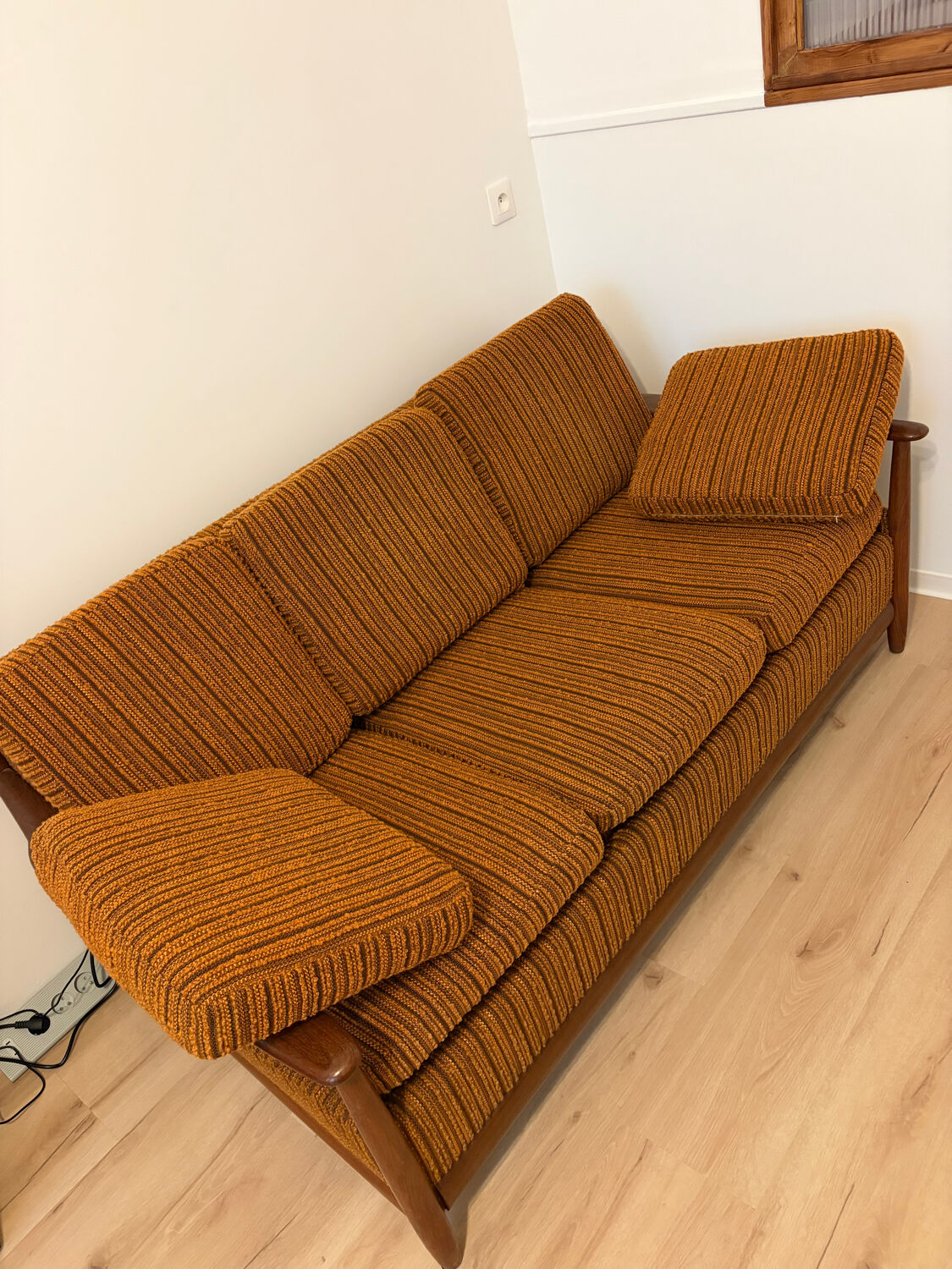 Scandinavian convertible sofa in teak by Grete Jalk, 1960s.