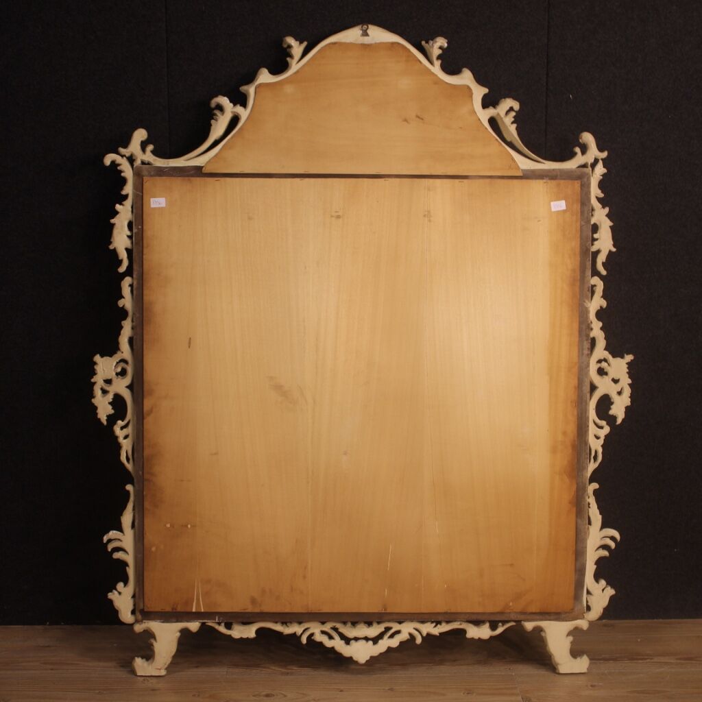Italian lacquered mirror with floral decorations from 20th century