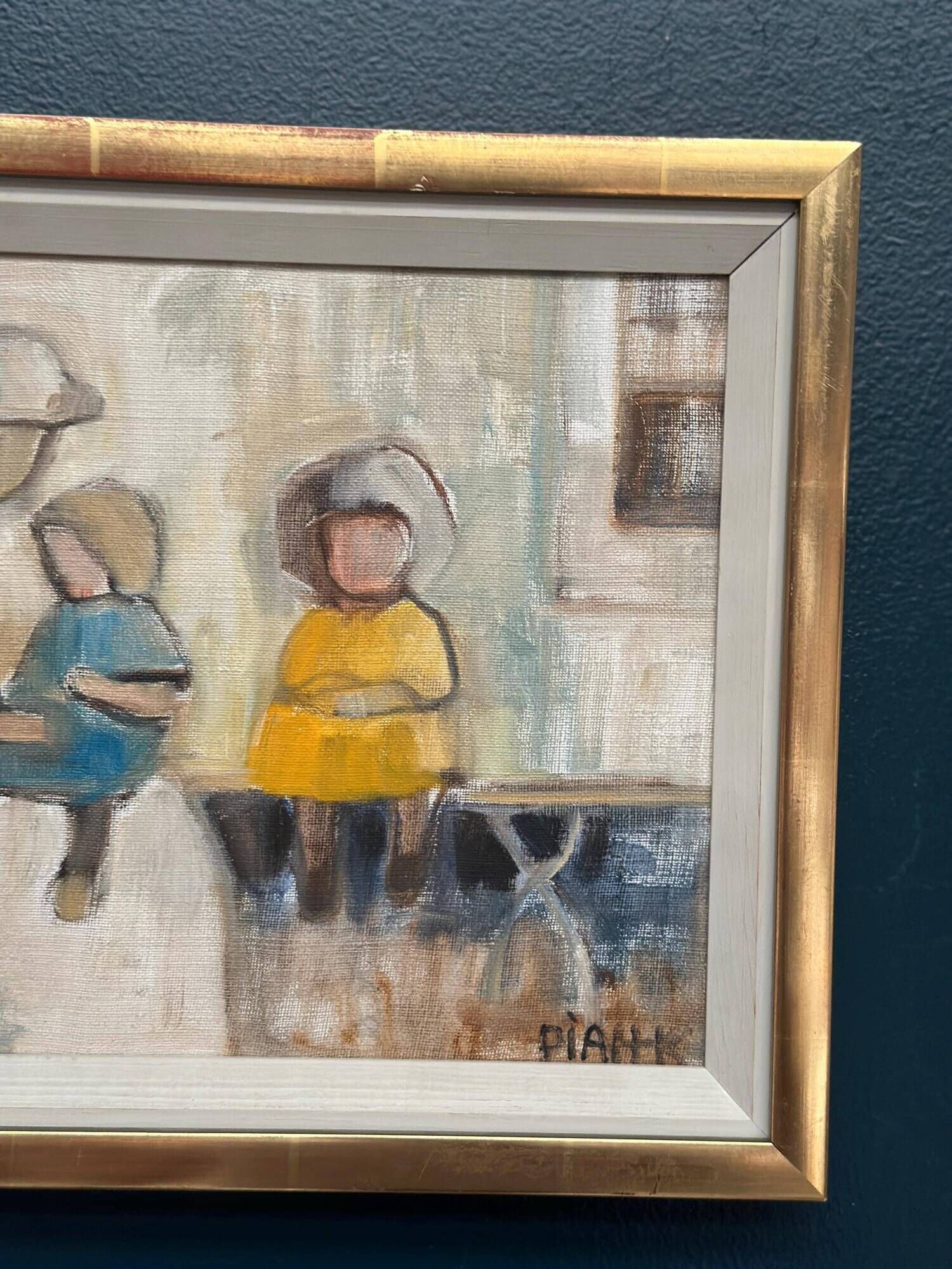 Original Swedish Oil on Canvas – “Familj” by Pia Hesselmark‑Campbell