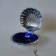 Shell pocket in silver metal and blue glass interior from the 60s and 70s