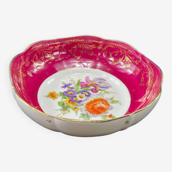 Coupe saladier porcelaine de Limoges décor floral style Louis XV