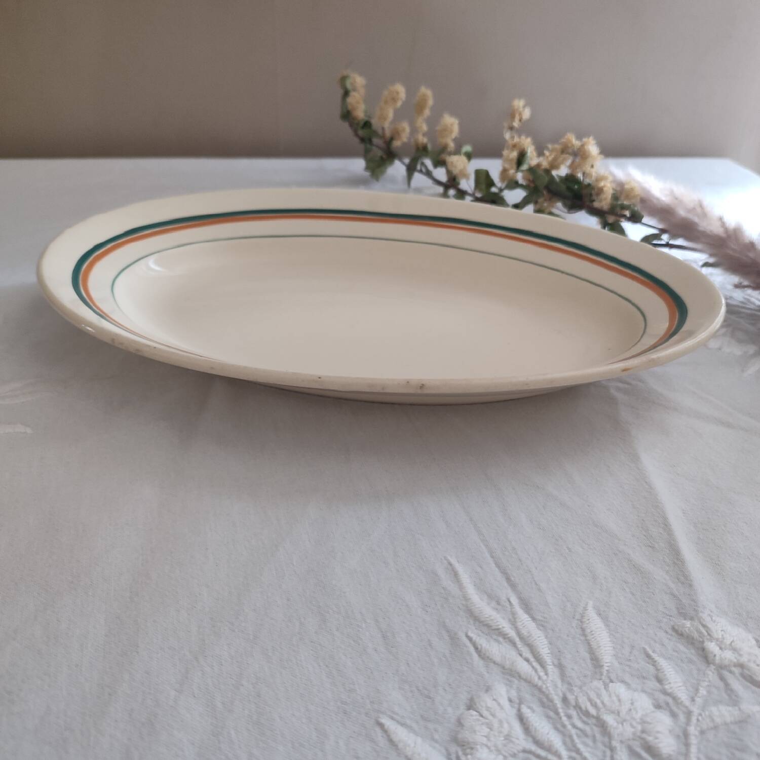 Old oval dish Moulin des Loups St Amand model Newton