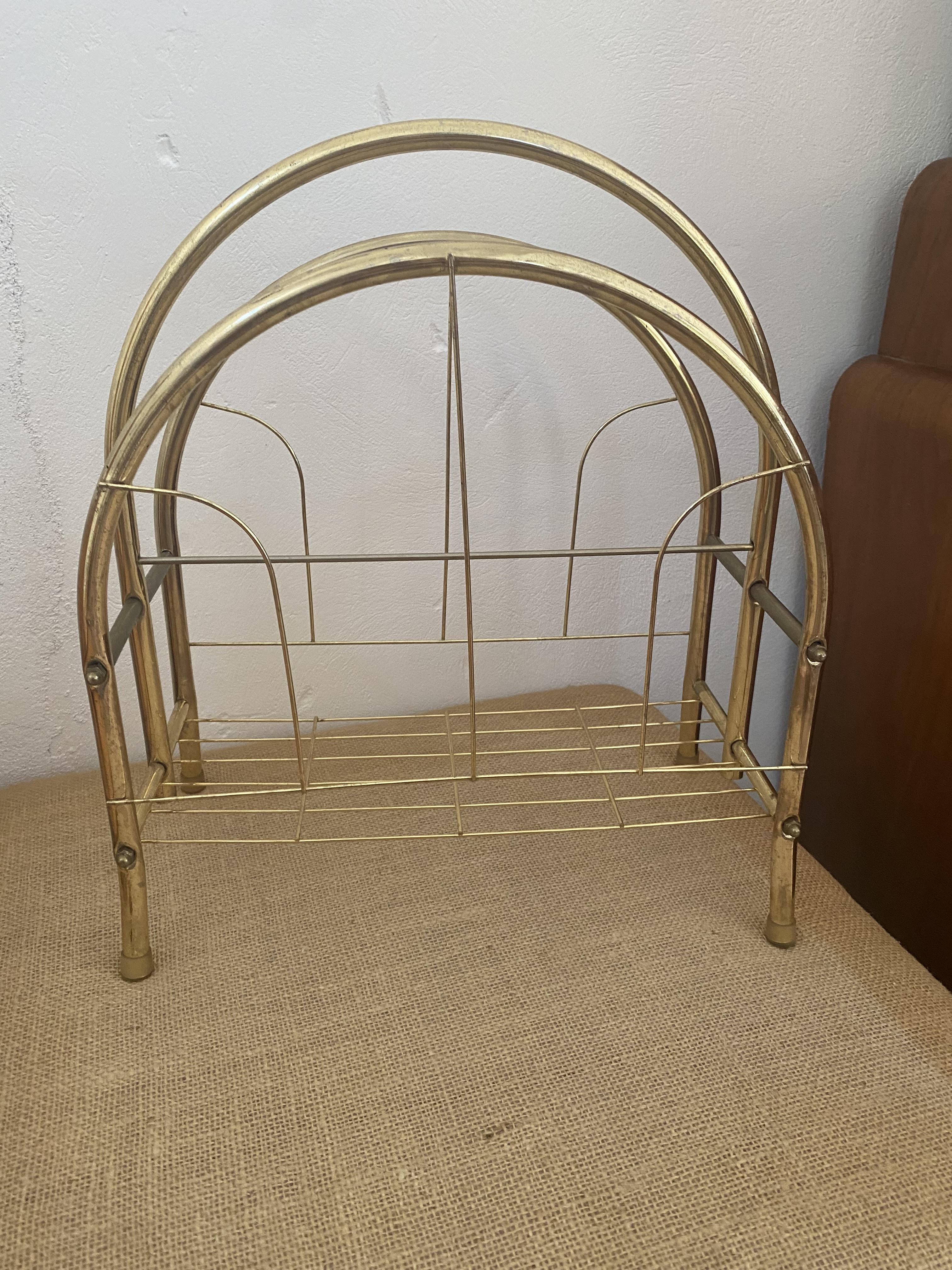 Mid-Century Brass Magazine Rack