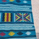 Tapis bleu multicolore fait main traditionnel 210x110cm