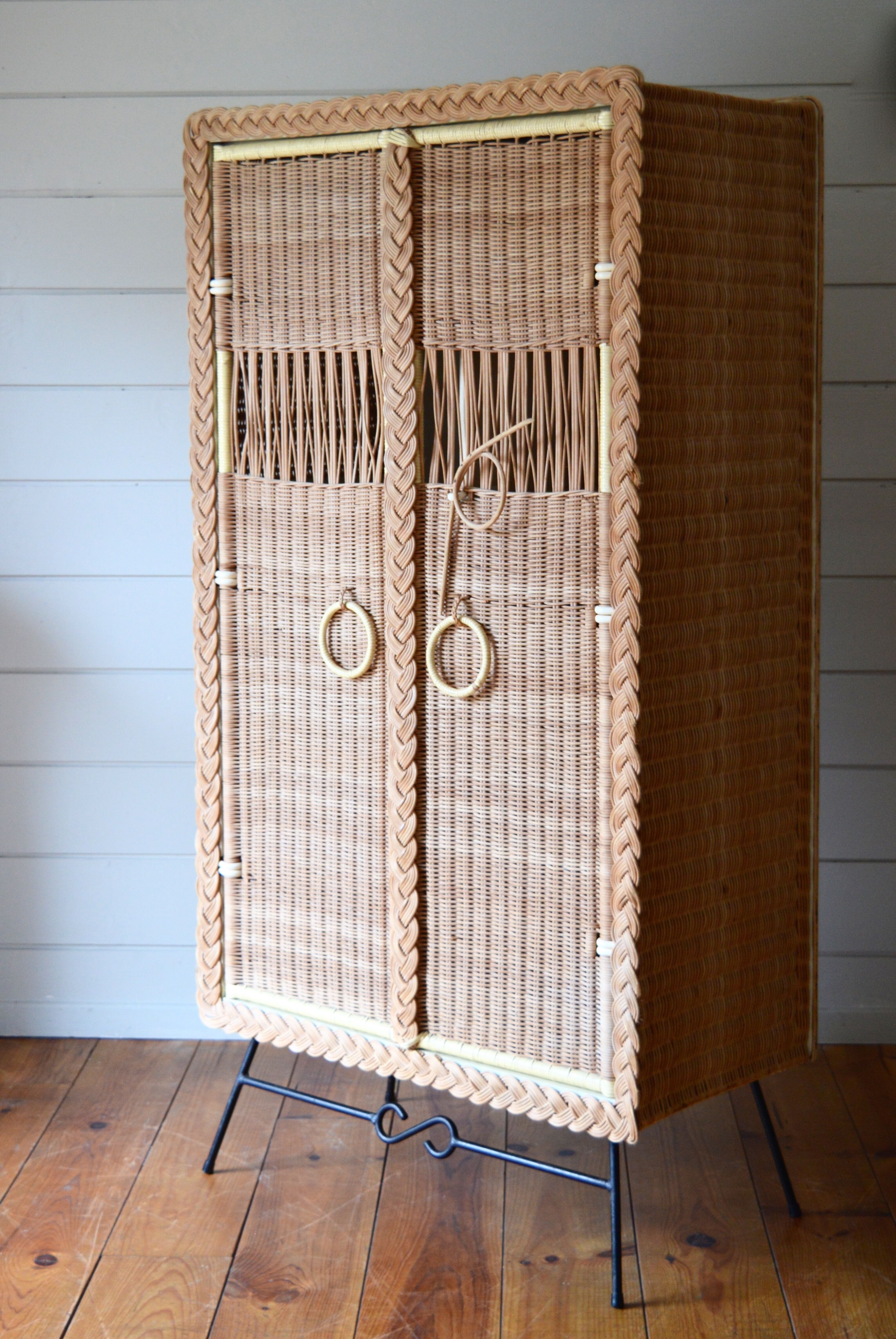 Rattan and wicker cabinet