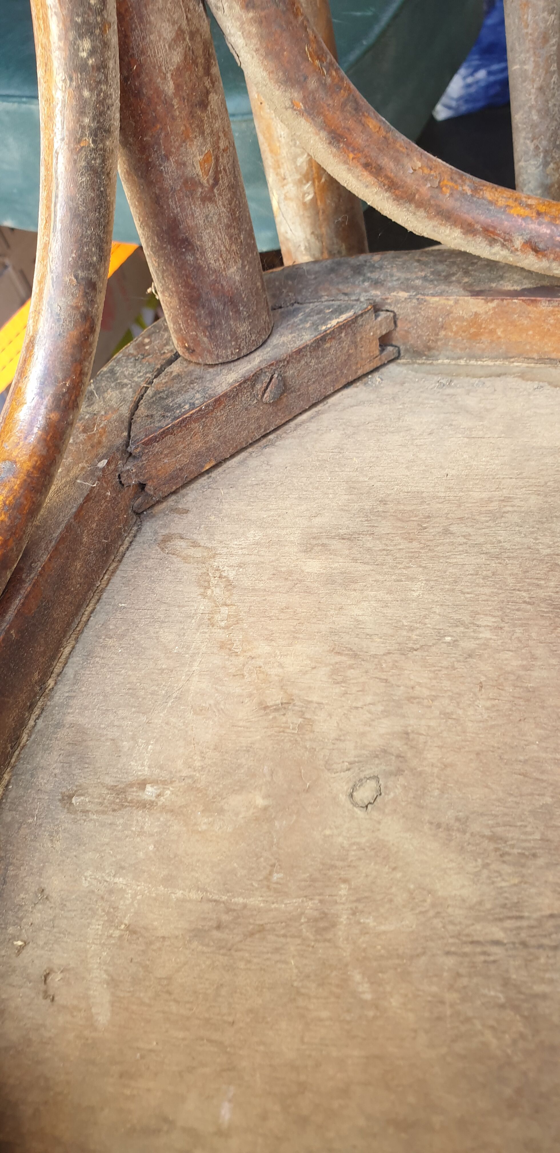 Pair of curved wood bistro chairs