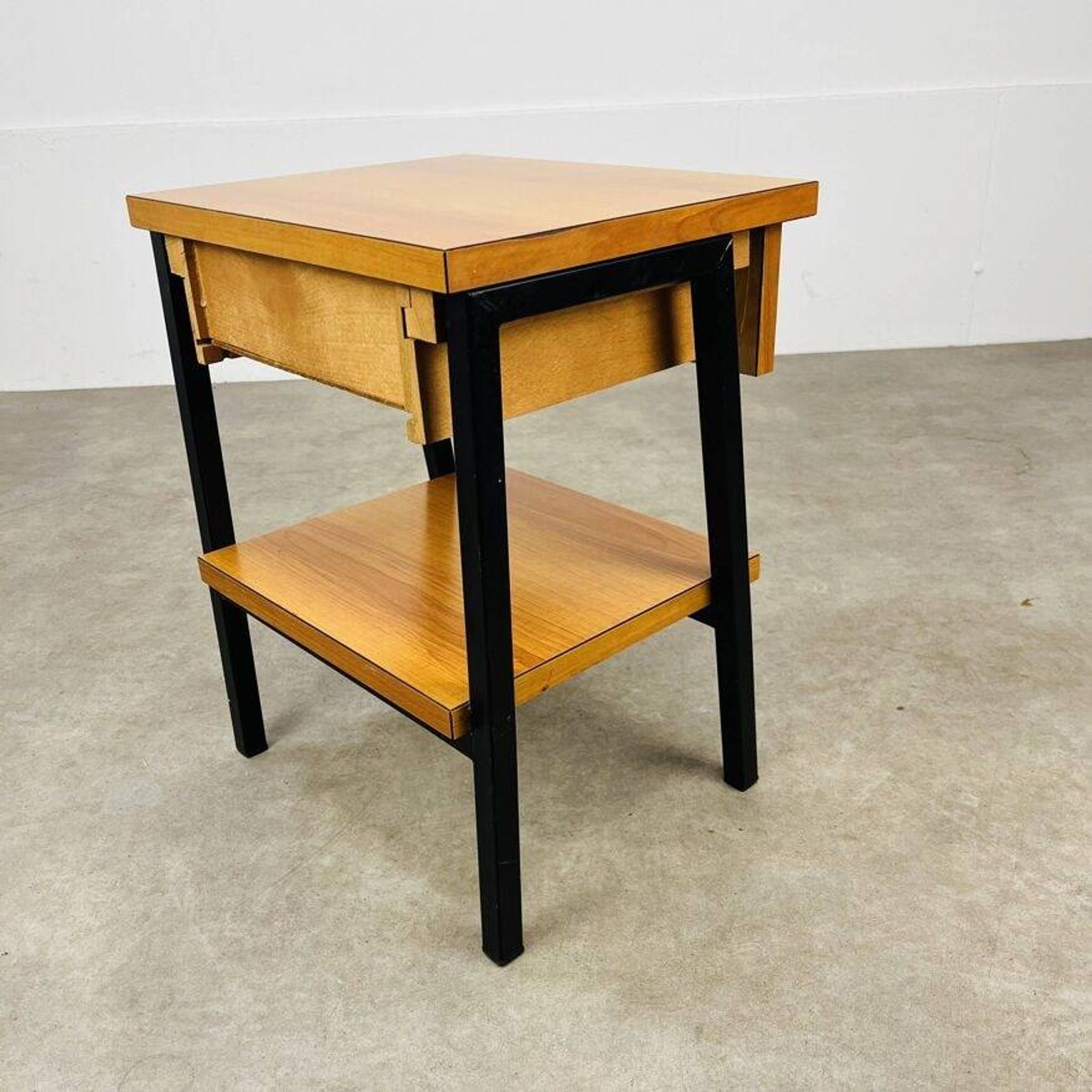 50s bedside table with wood effect, modernist