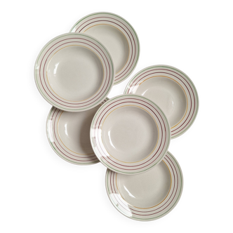 6 Assiettes creuses Gien modèle Jean vintage
