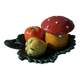Salt shaker, pepper shaker, mustard slushie Vallauris vegetable and mushroom service
