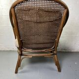 Colonial armchair in wood and canework