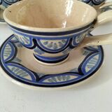 Trio of Ti-Bihan St Malo cups and saucers by Yvon Roy