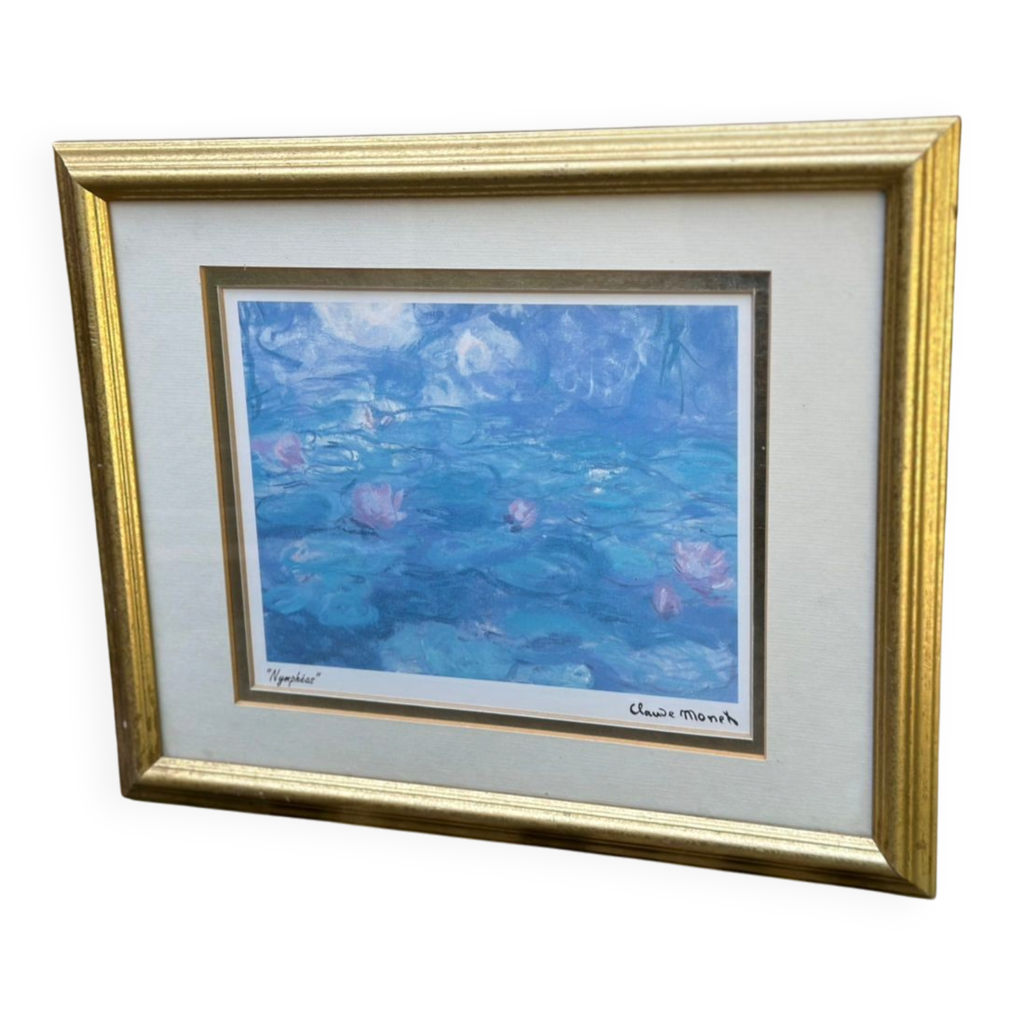 Tableau Claude Monet reproduction les Nymphéas 39x32cm