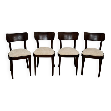 Ensemble de quatre chaises TON Tchécoslovaquie années 1960