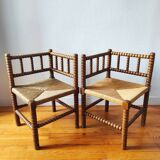 Paire de chaises anciennes bois tourné bobine
