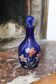 Legras vase, late 19th century, navy blue glass, enamelled with fleur-de-lis.