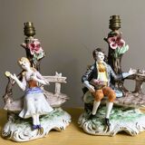 Pair Italian porcelain table lamps by Capodimonte