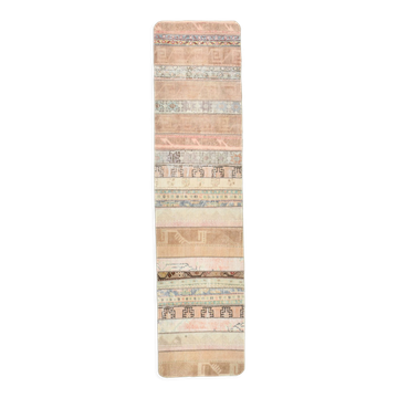 Neutral narrow vintage runner rug,64x262cm