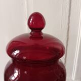 Vintage glass red candy jar